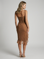 Vivienne | Elegant Sleeveless Midi Dress with Ruffle Trim