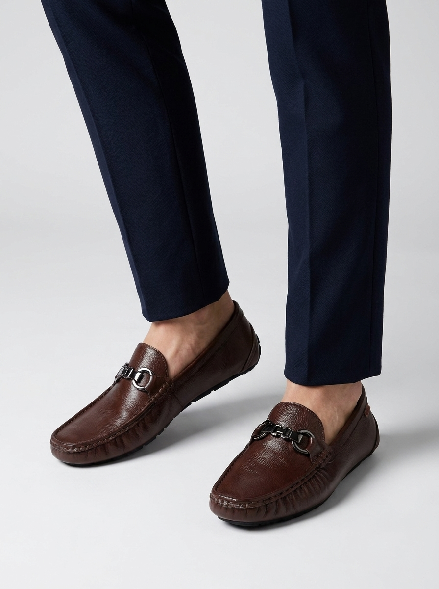 Marco | Men's Loafers in Leather Look with Metal Buckle