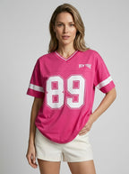 Nova | Varsity T-Shirt Med V-Hals Og Nummerprint
