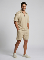 Sven | Waffle Knit Polo and Shorts Set for Men