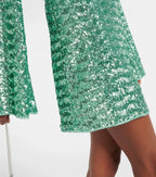 Zafira| Mini-robe à paillettes avec col en V profond et manches évasées