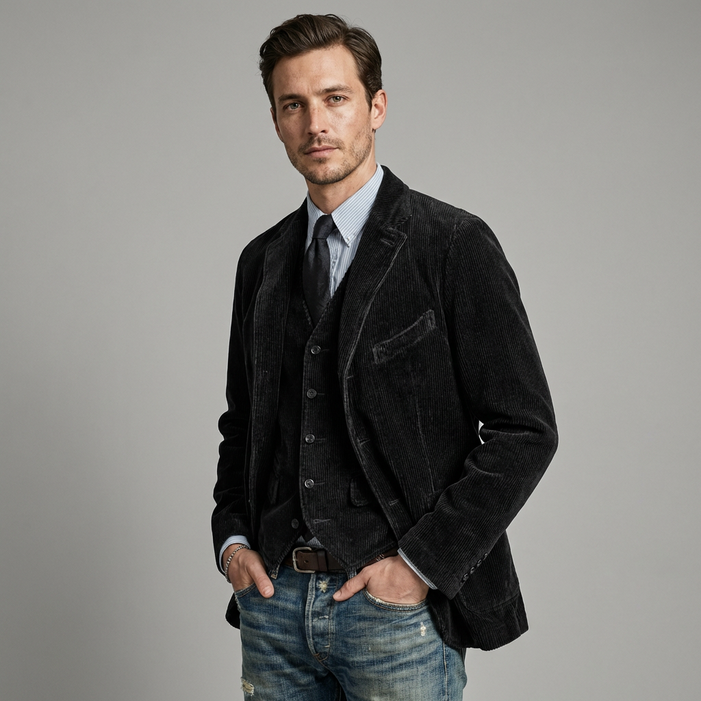 Victor | Vintage Fløjlsblazer med Vest
