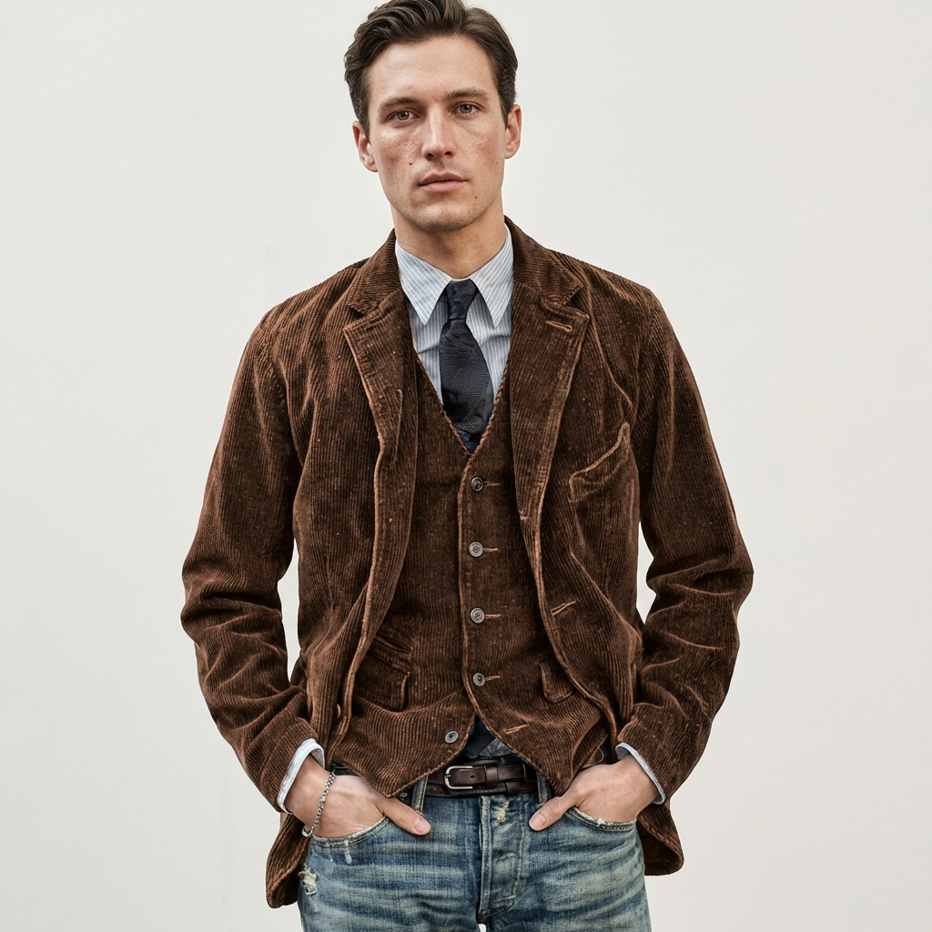 Victor | Vintage Fløjlsblazer med Vest