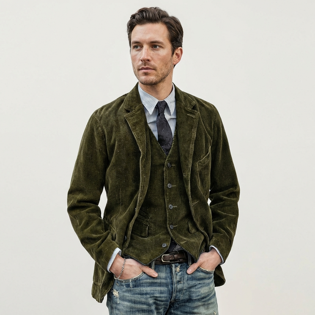 Victor | Vintage Fløjlsblazer med Vest