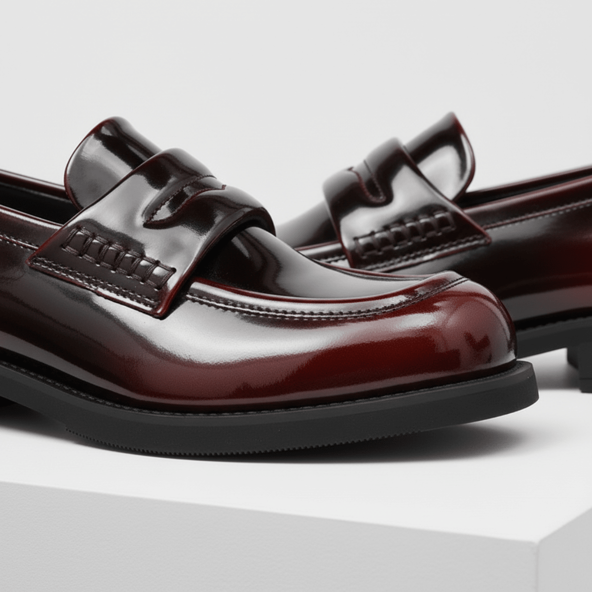 Adrian | Herre loafers i kunstlæder med blank finish
