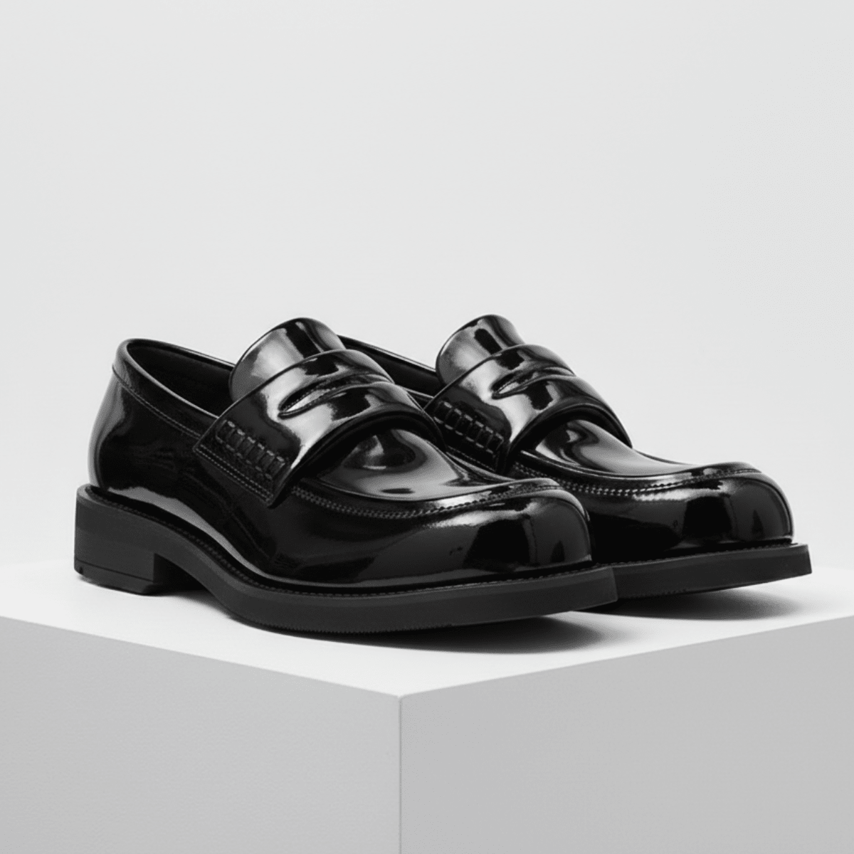 Adrian | Herre loafers i kunstlæder med blank finish