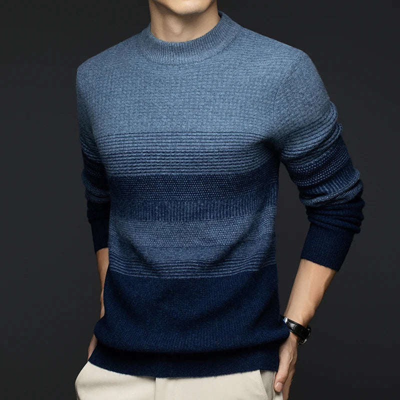 Adrian | Men's wool sweater with graduated stripes