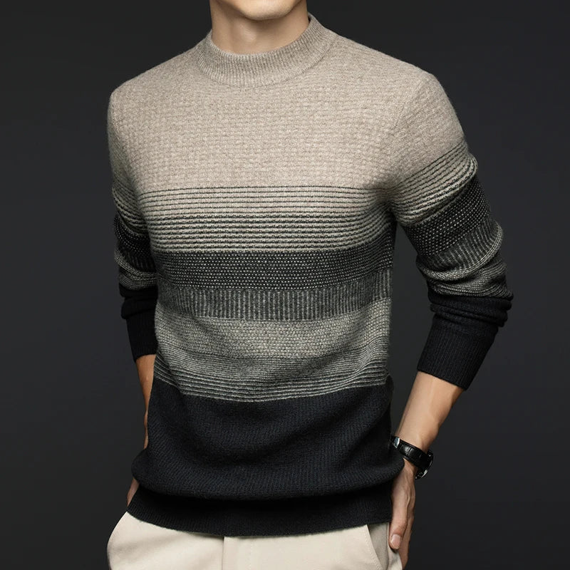 Adrian | Men's wool sweater with graduated stripes