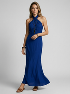 Helena | Elegant Halterneck Maxi Kjole Med Boheme Look