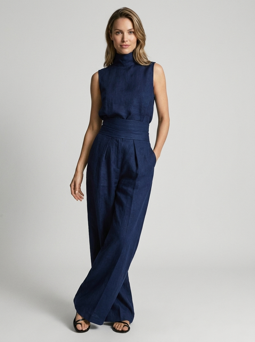 Keltie | Elegant Højtaljet Jumpsuit Med Vide Ben