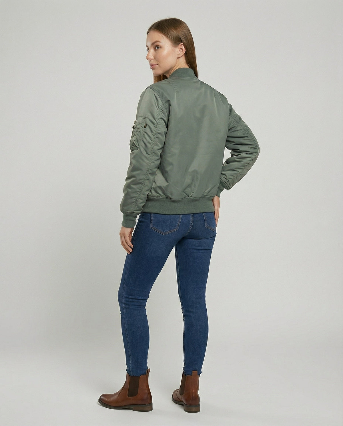 Anais | Women's Padded Forest Bomber Jacket with Zipper and Ribbed Edges