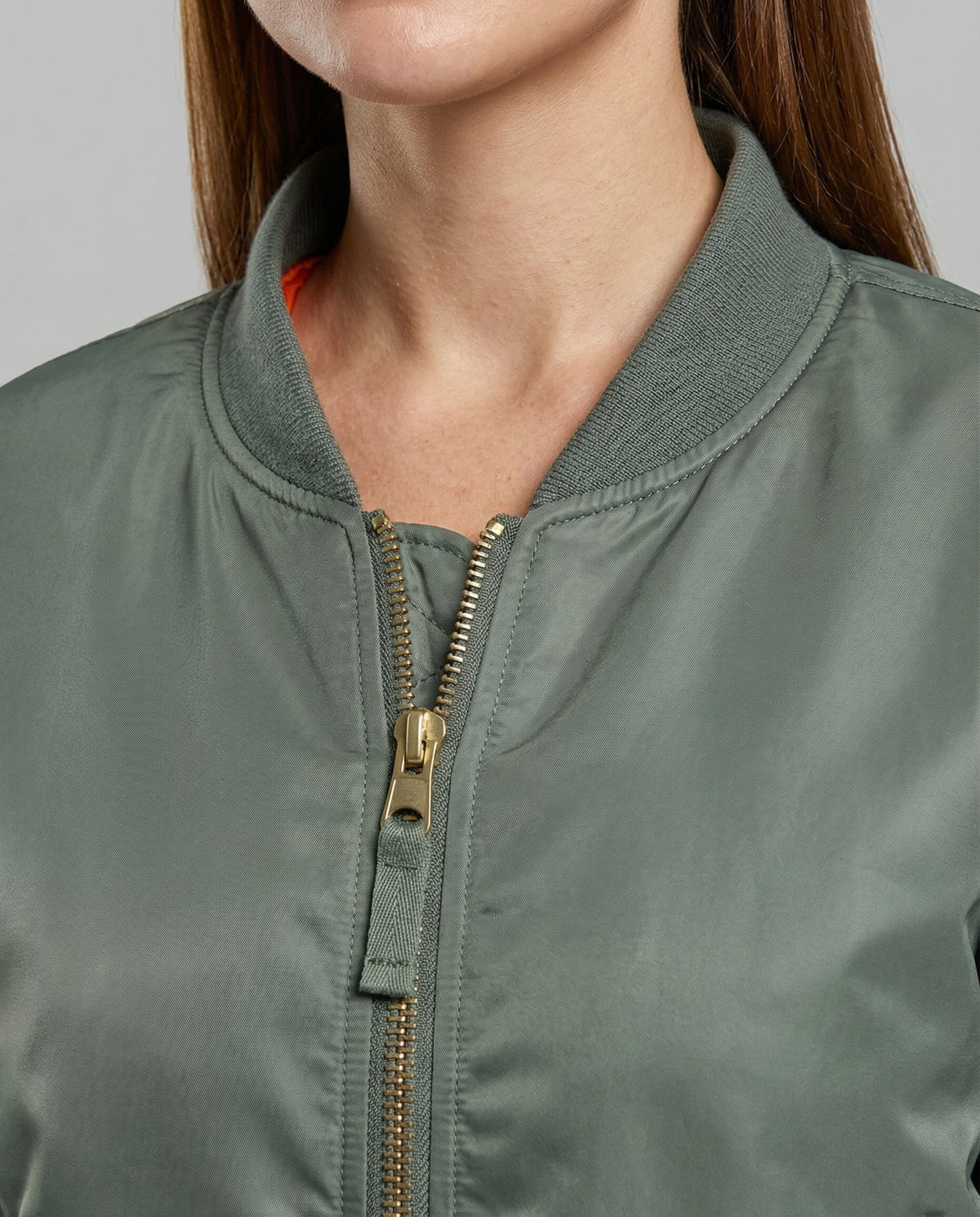 Anais | Women's Padded Forest Bomber Jacket with Zipper and Ribbed Edges