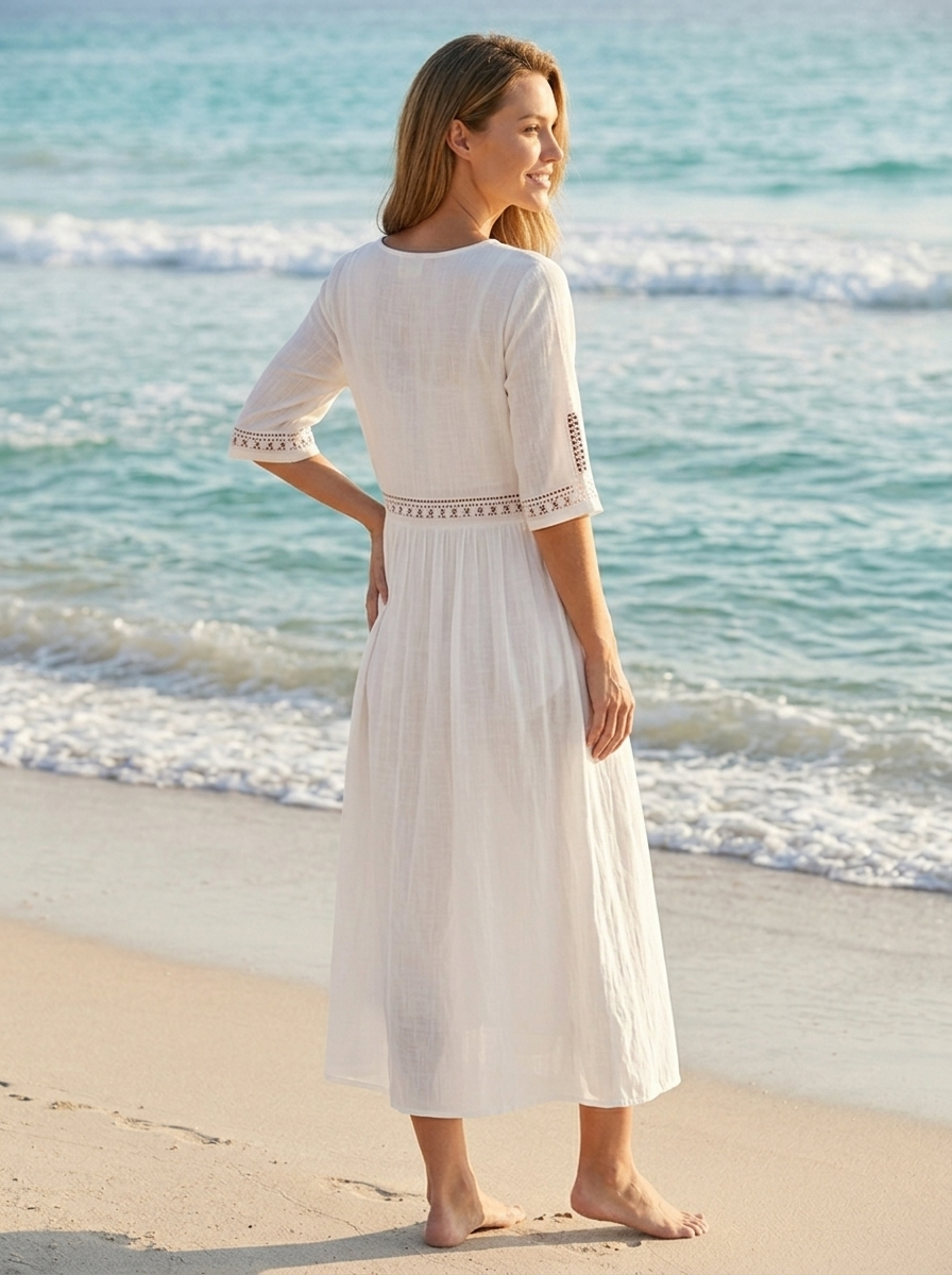 Cotton Midi Dress | Airy Summer Dress