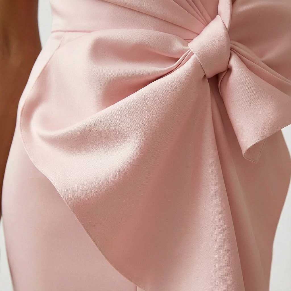 Valeria | Elegant Midi Kjole Med Drapering Og Sløjfedetalje