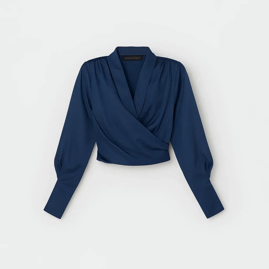 Elvira | Elegant Slå-Om Bluse Med V-Udskæring Og Drapering