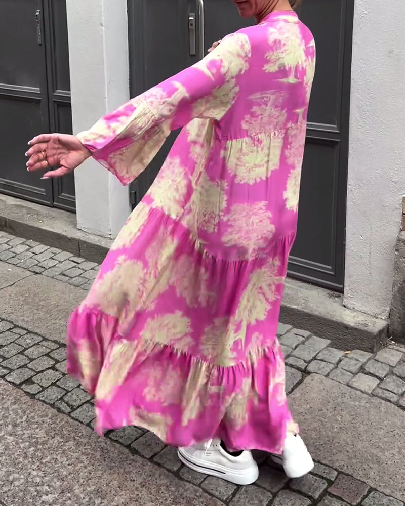 Eliana | Lang Kjole med Blomsterprint