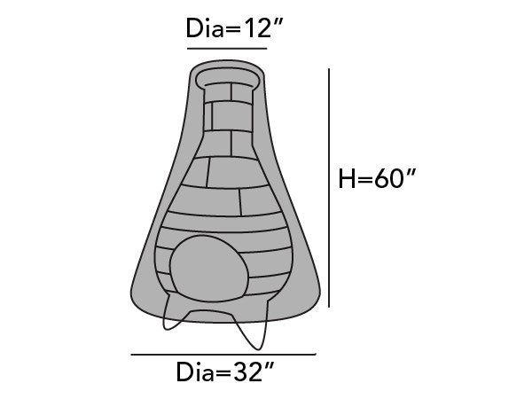 Gråt overtræk til chiminea med høj hals og elastisk kant