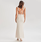 Marianne™ | Damer Hæklet Maxi Kjole | Elegant Sommerkjole med Åben Ryg & Raffineret Boho Stil
