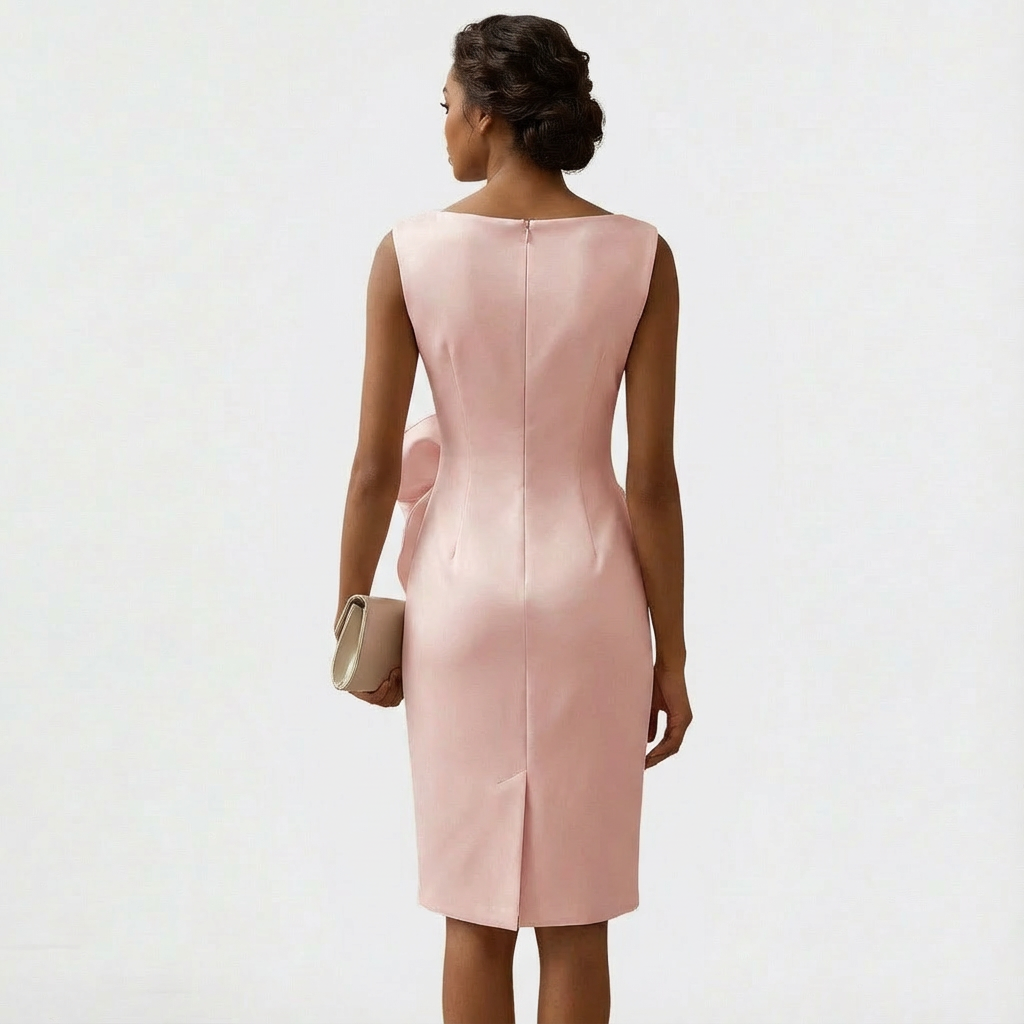 Valeria | Elegant Midi Kjole Med Drapering Og Sløjfedetalje