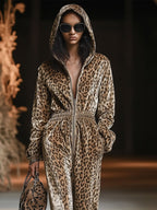 Nadia | Dame Leopard Velour Jumpsuit
