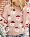 Alberte | Dame julesweater med julemænd i teksturstrik