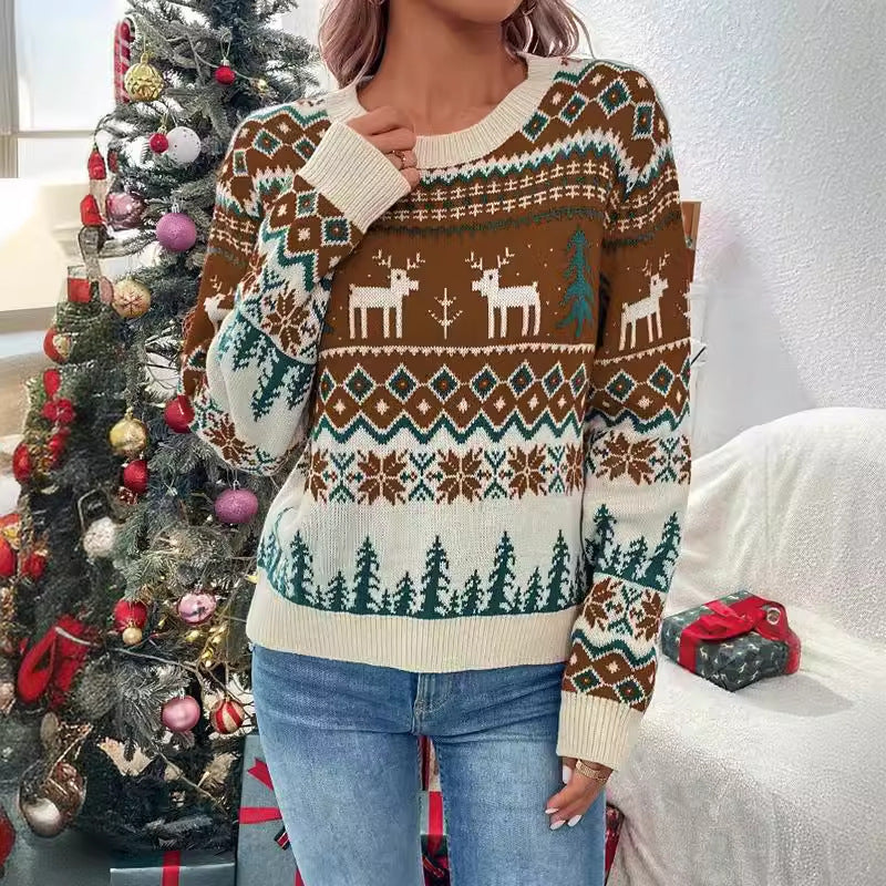 Sigrid | Dame julesweater med rensdyr og Fair Isle-mønster