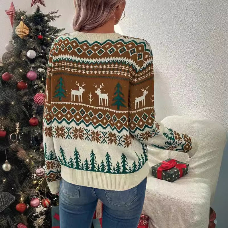 Sigrid | Dame julesweater med rensdyr og Fair Isle-mønster