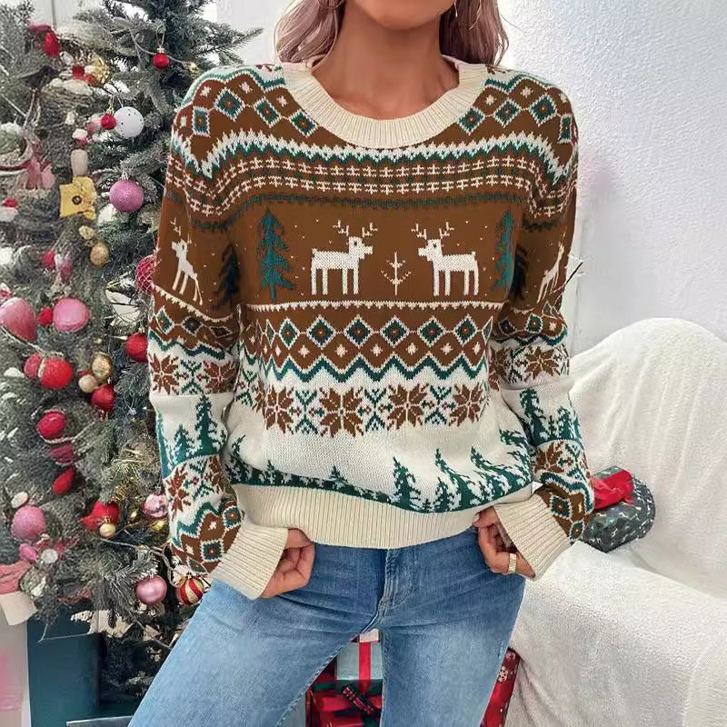 Sigrid | Dame julesweater med rensdyr og Fair Isle-mønster