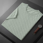 Ernesto™ | Herre Strikket Sommer T-shirt med Rudemønster og Åndbart Design | Luftig T-shirt
