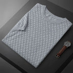 Ernesto™ | Herre Strikket Sommer T-shirt med Rudemønster og Åndbart Design | Luftig T-shirt