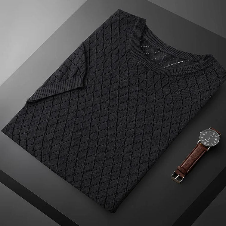 Ernesto™ | Camiseta de Punto de Verano para Hombre con Patrón de Cuadros y Diseño Transpirable | Camiseta Ligera