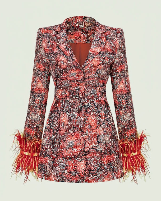 Seraphine | Abito Blazer con Dettagli a Piuma e Taglio Elegante