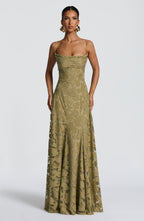 Aurelia | Robe maxi élégante avec bretelles spaghetti et texture