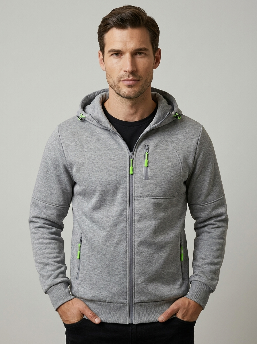 Axel | Herre Hoodie Med Lynlås Og Hætte