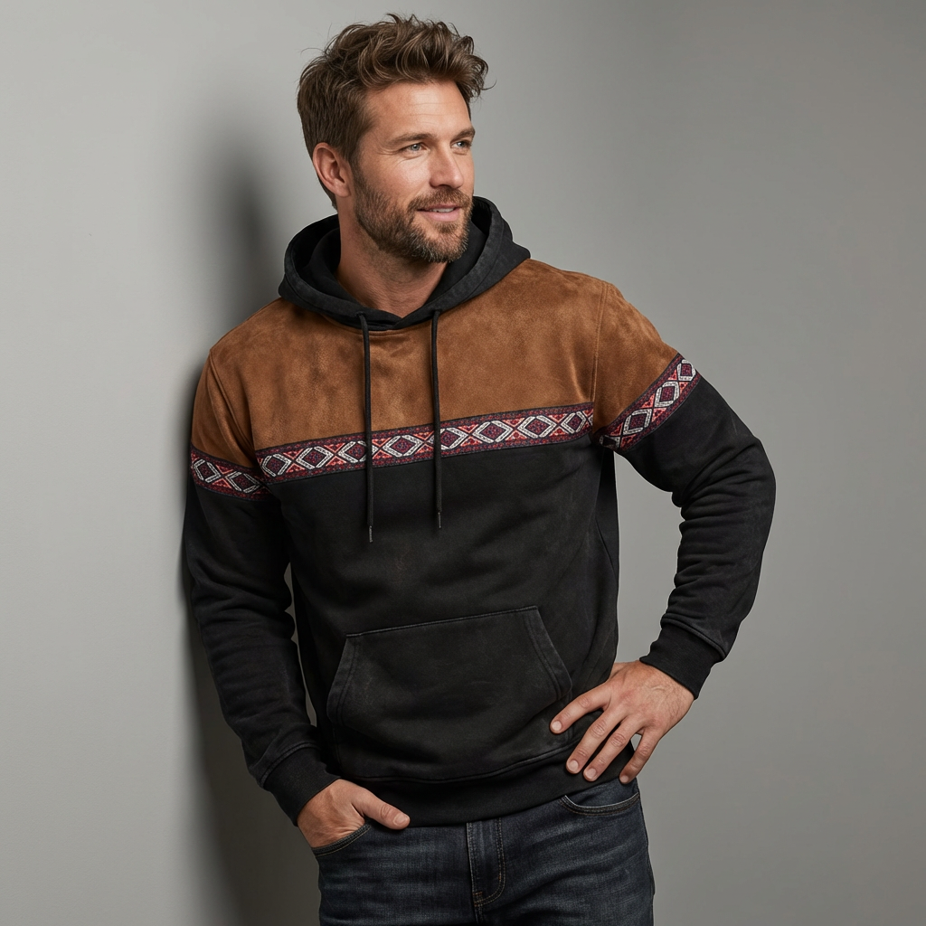 Taviero | Men's Hoodie with Ethnic Pattern