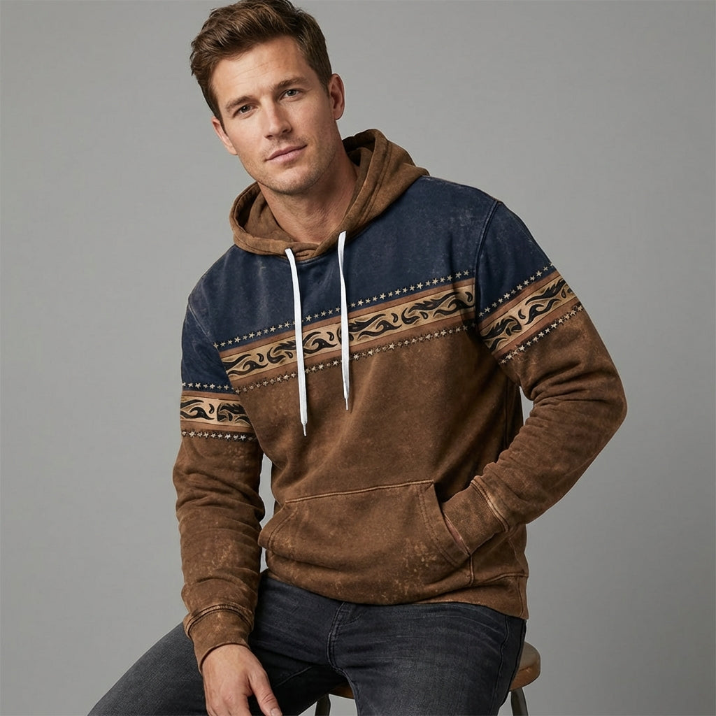 Taviero | Men's Hoodie with Ethnic Pattern