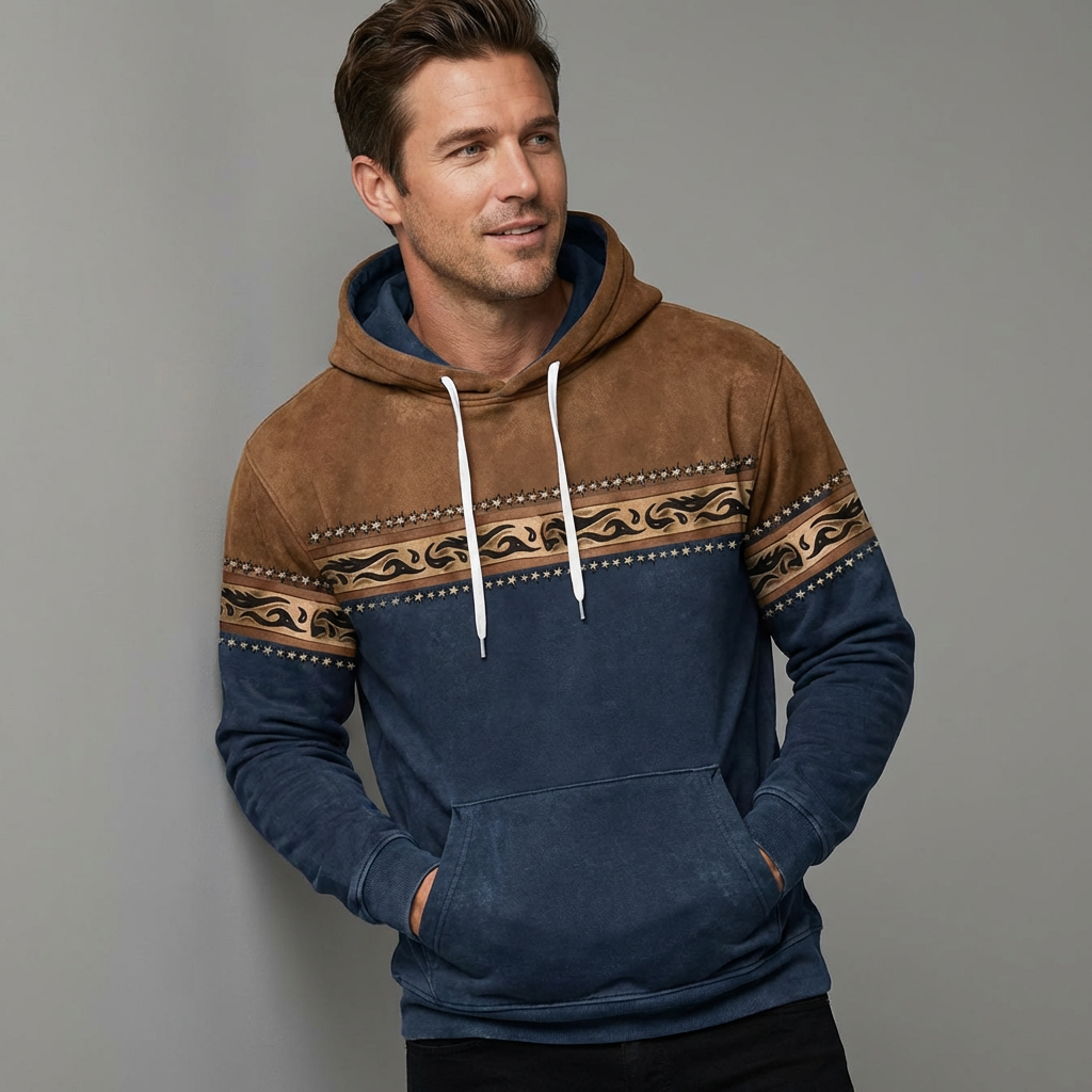 Taviero | Men's Hoodie with Ethnic Pattern