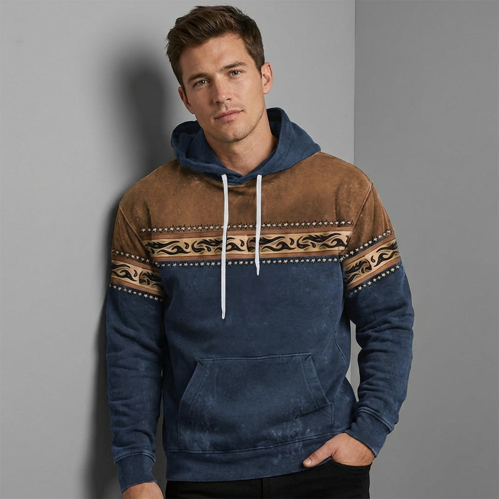 Taviero | Men's Hoodie with Ethnic Pattern