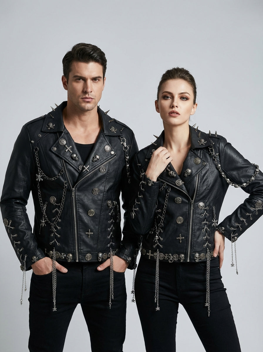 Averix | Unisex Punk Rock Skórzana Kurtka Motocyklowa