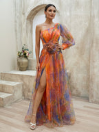 Elvanna | One-Shoulder Chiffon Aftenkjole