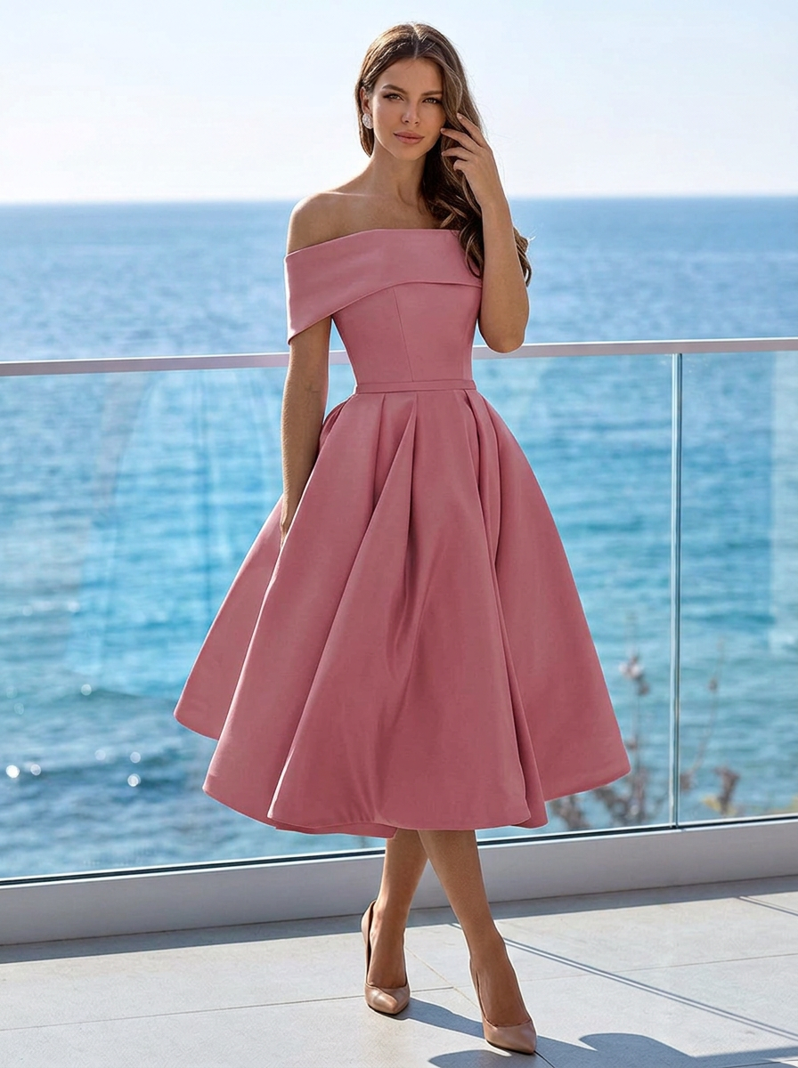 off the shoulder a line midi dress Off-Shoulder Floral Appliques Tulle A-Line Midi Wedding Dress  Liymc