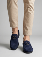 Antonio | Mocasines Hechos a Mano en Ante para Hombre con Hebillas de Metal Gunmetal