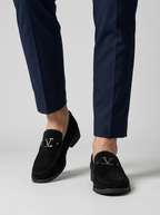 Antonio | Mocasines Hechos a Mano en Ante para Hombre con Hebillas de Metal Gunmetal