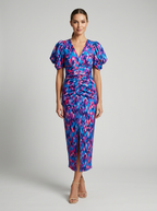 Isabella| Robe d'été avec col en V et manches bouffantes à imprimé coloré