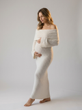 Elaria | Robe De Grossesse Bardot À Manches Longues