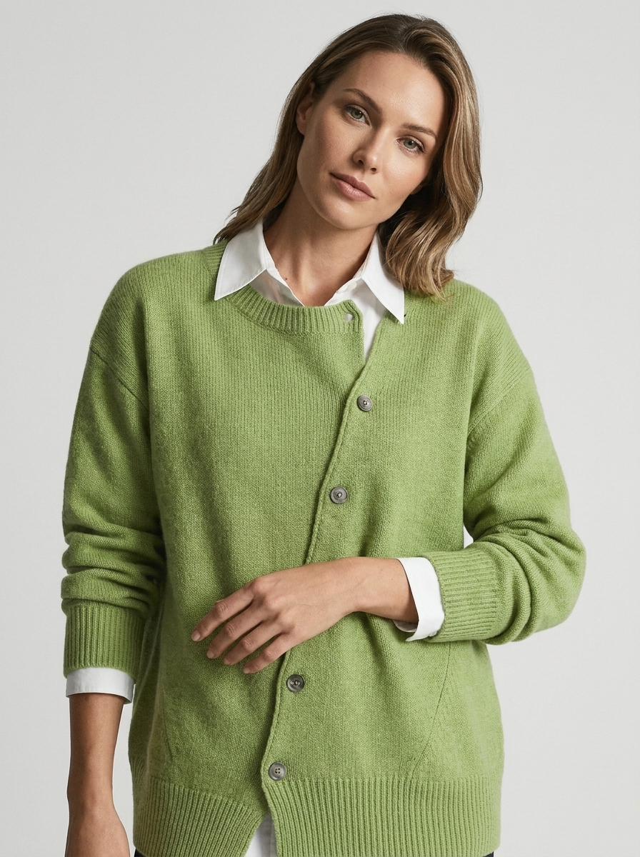 Amalie | Asymmetrisk Cardigan Med Knapper