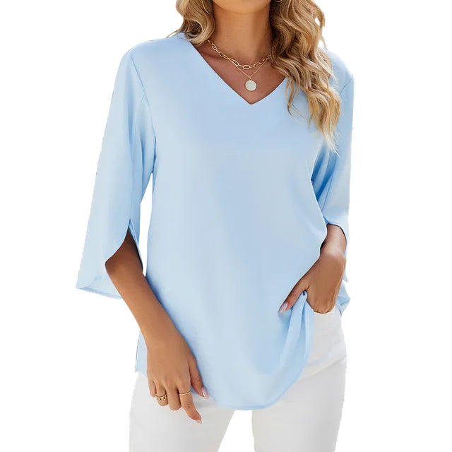 Isolde | Blusa Donna con Scollo a V e Maniche 3/4