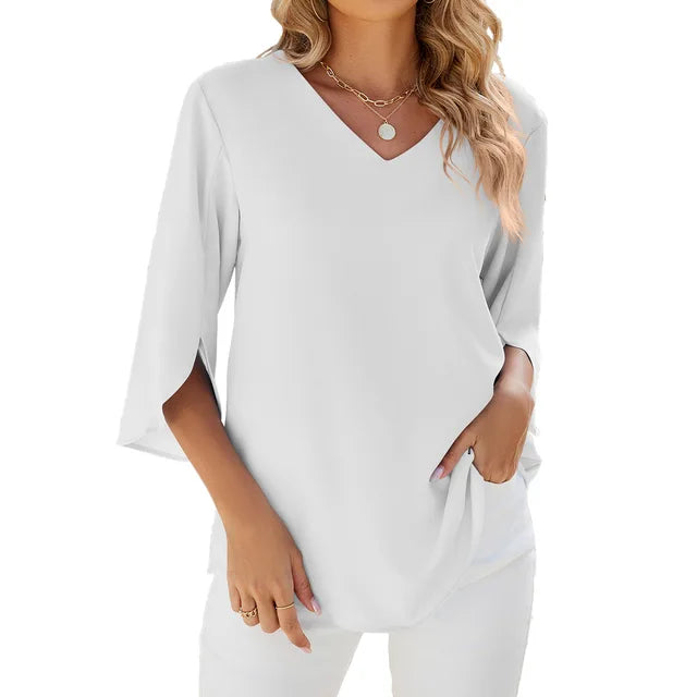 Isolde | Blusa Donna con Scollo a V e Maniche 3/4