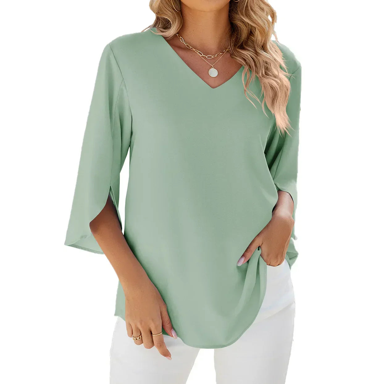 Isolde | Blusa Donna con Scollo a V e Maniche 3/4