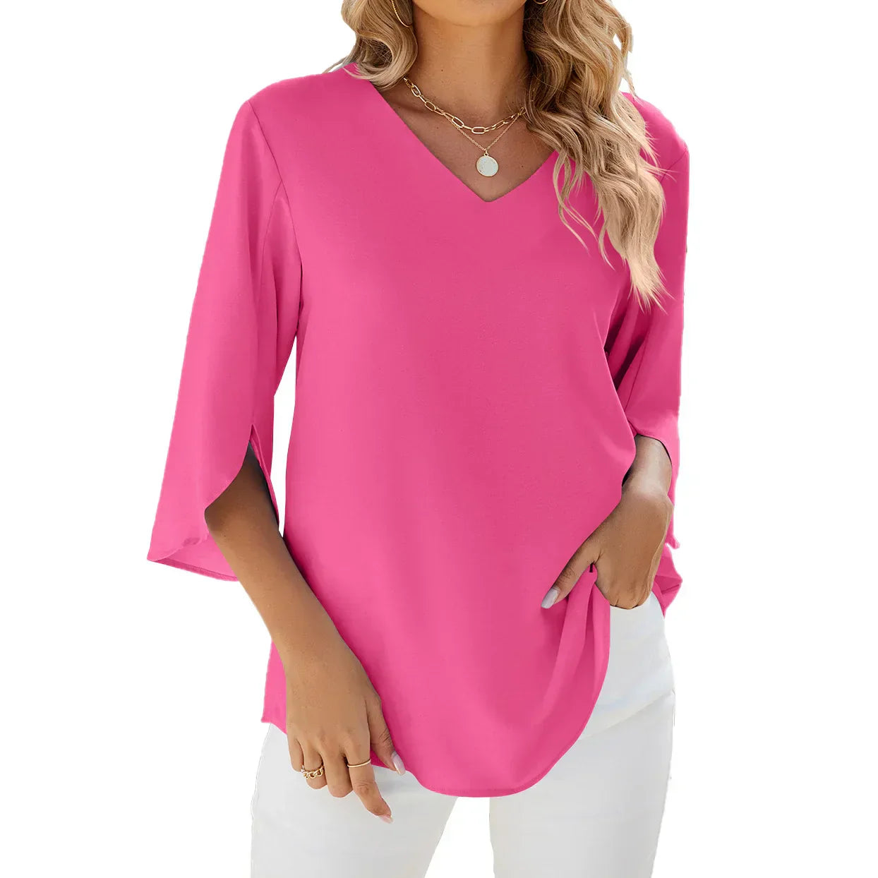 Isolde | Blusa Donna con Scollo a V e Maniche 3/4